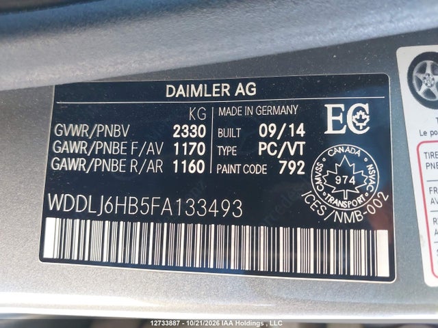 WDDLJ6HB5FA133493 Mercedes-Benz Cls 400 4matic