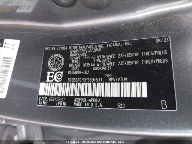 Toyota Highlander Hybrid Le 2023 5TDBBRCH0PS594511 Image 20