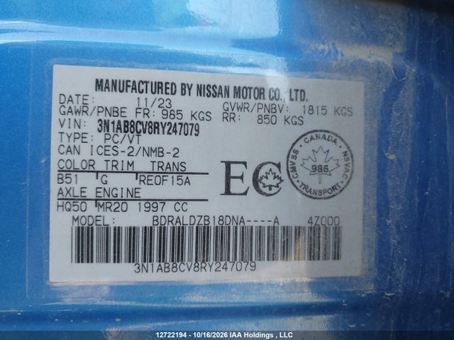 Nissan SENTRA SV 2024 3N1AB8CV8RY247079 Image 19