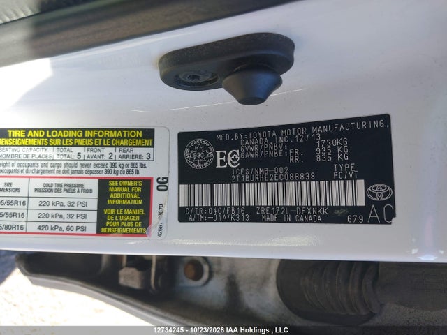 Toyota COROLLA LE 2014 2T1BURHE2EC088838 Image 9