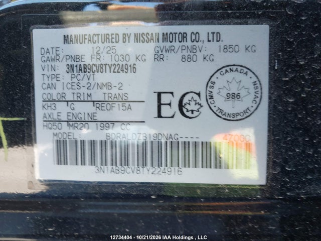Nissan Sentra Sv Cvt 2026 3N1AB9CV8TY224916 Image 19