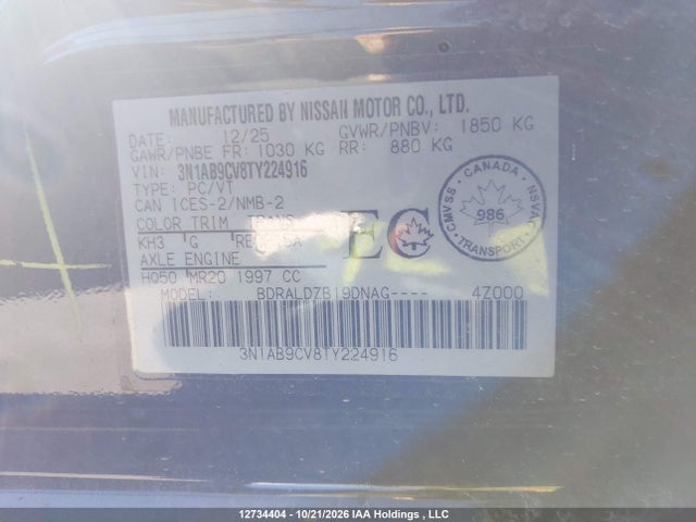 Nissan Sentra Sv Cvt 2026 3N1AB9CV8TY224916 Image 9