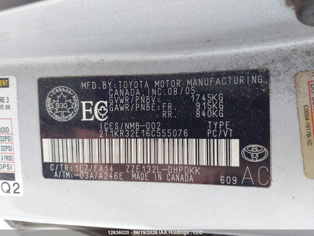 Продаж на аукціоні авто 2006 Toyota Corolla Matrix Xr, vin: 2T1KR32E16C555076, номер лоту: 12636020