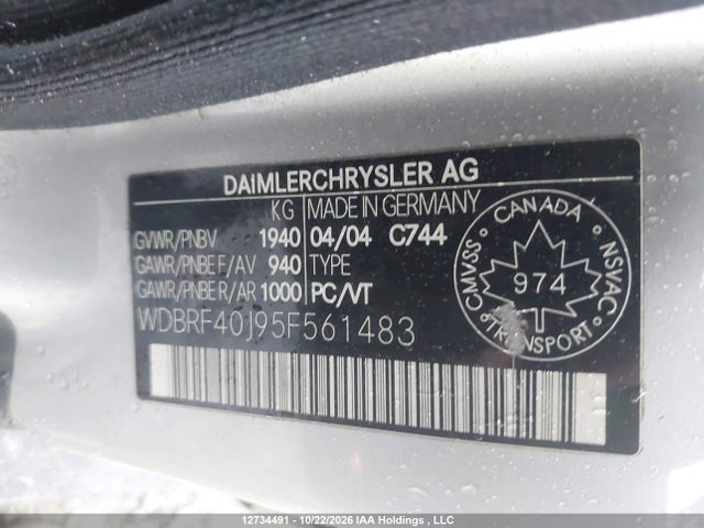 12734491 :رقم المزاد ، WDBRF40J95F561483 vin ، 2005 Mercedes-benz C 230 Sport مزاد بيع