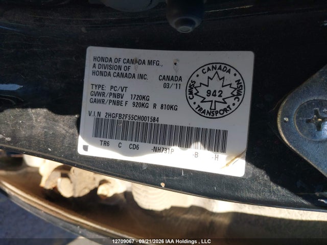 Aukcja sprzedaży 2012 Honda Civic Ex, vin: 2HGFB2F55CH001584, numer aukcji: 12709067