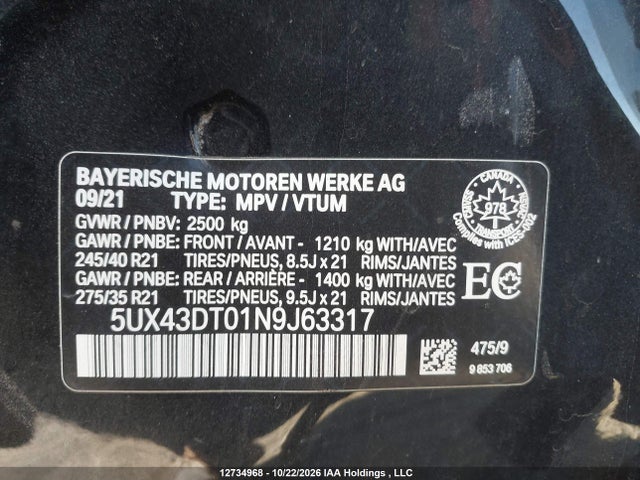 Продажа на аукционе авто 2022 Bmw X4 M40i, vin: 5UX43DT01N9J63317, номер лота: 12734968