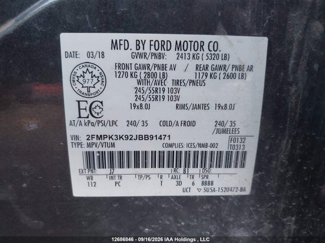 Ford Edge Titanium 2018 2FMPK3K92JBB91471 Image 9