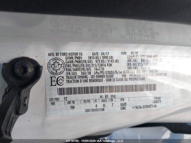 Aukcja sprzedaży 2017 Ford Focus Se, vin: 1FADP3FE7HL268738, numer aukcji: 12719758