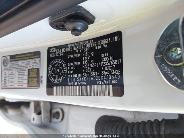 Продажа на аукционе авто 2014 Kia Sorento Lx/se, vin: 5XYKT3A62EG433549, номер лота: 12723708