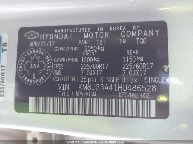 Hyundai TUCSON SE 2017 KM8J23A41HU486528 Image 9