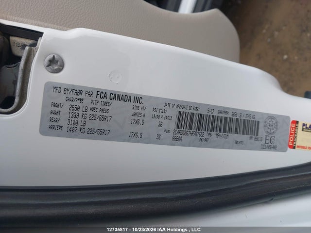12735817 :رقم المزاد ، 2C4RDGBG7HR767652 vin ، 2017 Dodge Grand Caravan Se مزاد بيع