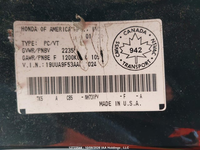 12722544 :رقم المزاد ، 19UUA9F53AA801024 vin ، 2010 Acura Tl مزاد بيع