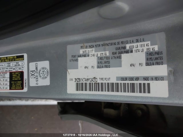 12727518 :رقم المزاد ، 3MZBN1K74HM124370 vin ، 2017 Mazda Mazda3 Gx مزاد بيع