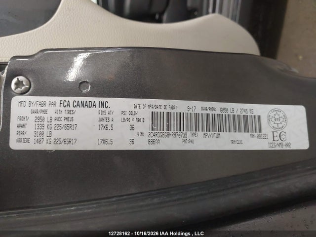 Продаж на аукціоні авто 2017 Dodge Grand Caravan Cvp/sxt, vin: 2C4RDGBG8HR870739, номер лоту: 12728162