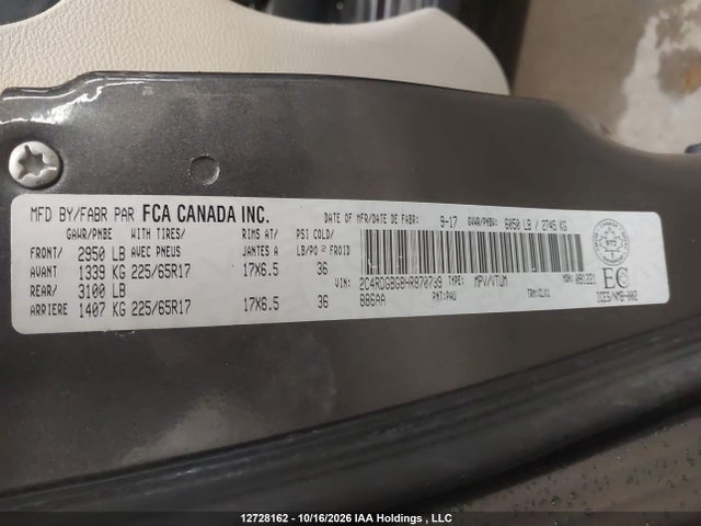 Продаж на аукціоні авто 2017 Dodge Grand Caravan Cvp/sxt, vin: 2C4RDGBG8HR870739, номер лоту: 12728162