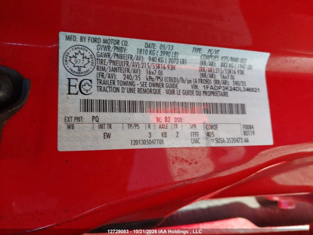 Продаж на аукціоні авто 2013 Ford Focus Se, vin: 1FADP3K24DL346821, номер лоту: 12729083