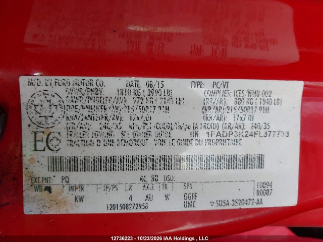 Ford FOCUS SE 2015 1FADP3K24FL377733 Image 9