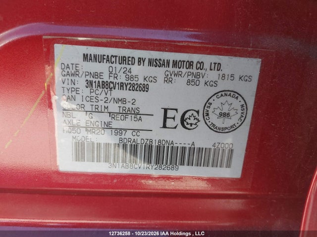 Продаж на аукціоні авто 2024 Nissan Sentra Sv, vin: 3N1AB8CV1RY282689, номер лоту: 12736258