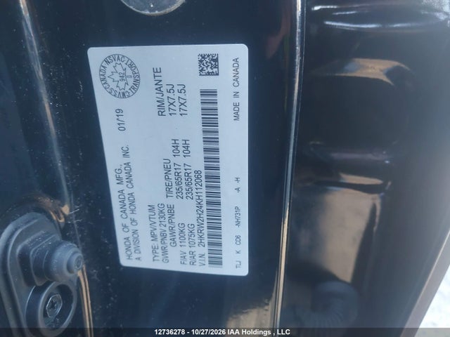 Honda CR-V LX 2019 2HKRW2H24KH112068 Image 9