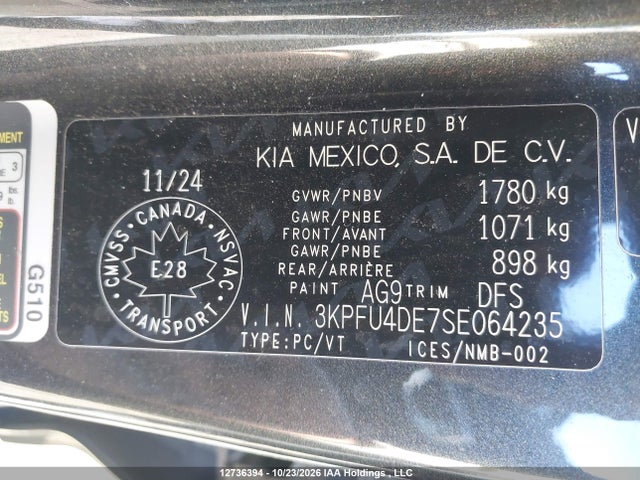 2025 Kia K4 Ex მანქანა იყიდება აუქციონზე, vin: 3KPFU4DE7SE064235, აუქციონის ნომერი: 12736394