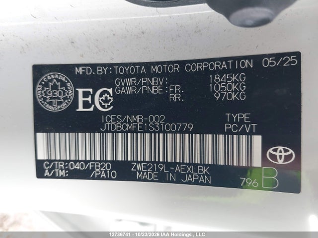 Toyota Corolla Le/se/xle 2025 JTDBCMFE1S3100779 Image 19