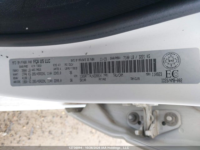 RAM 1500 Sport 2020 1C6SRFTT4LN228914 Image 9
