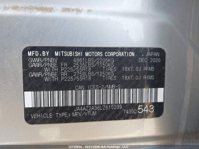 Mitsubishi Outlander Es/ex/ex-l 2020 JA4AZ2A36LZ615239 Image 19
