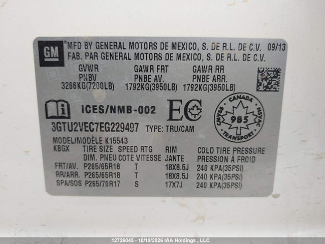 GMC Sierra 1500 Slt 2014 3GTU2VEC7EG229497 Image 18