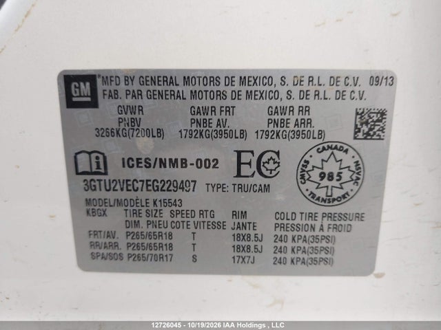 GMC Sierra 1500 Slt 2014 3GTU2VEC7EG229497 Image 9