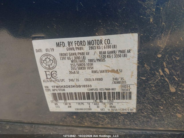 Ford EXPLORER XLT 2019 1FM5K8D83KGB18533 Image 9