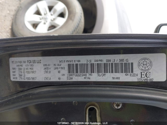 Продажа на аукционе авто 2016 Ram 1500 St, vin: 1C6RR7FG6GS216449, номер лота: 12728943