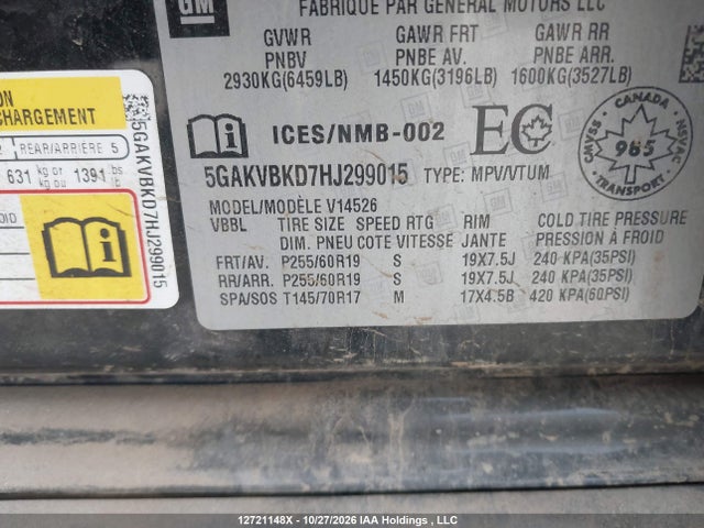 Buick Enclave Leather 2017 5GAKVBKD7HJ299015 Image 9