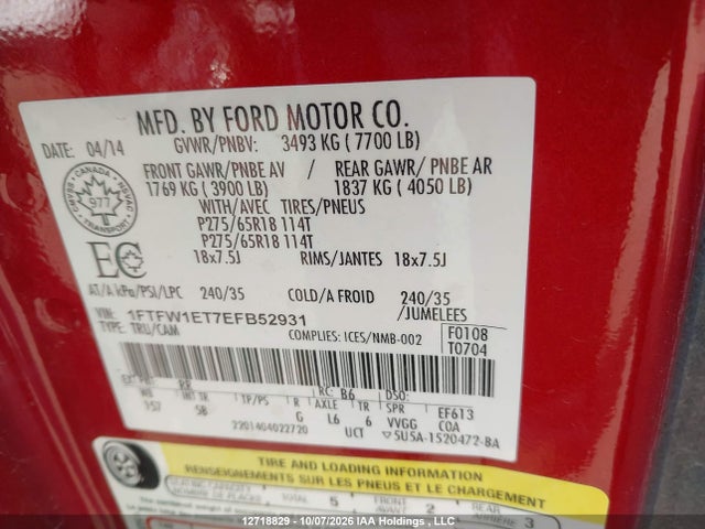 Ford F-150 Fx4 2014 1FTFW1ET7EFB52931 Image 18