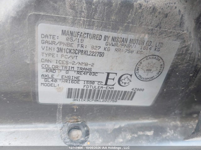 Nissan Micra S/sr/sv 2019 3N1CK3CP8KL222750 Image 18