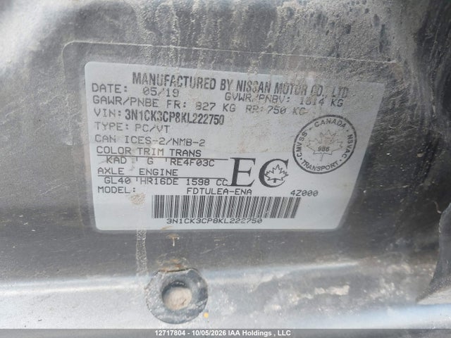 Nissan Micra S/sr/sv 2019 3N1CK3CP8KL222750 Image 9