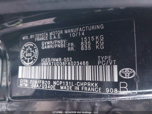 Toyota YARIS LE 2015 VNKKTUD38FA023466 Image 9