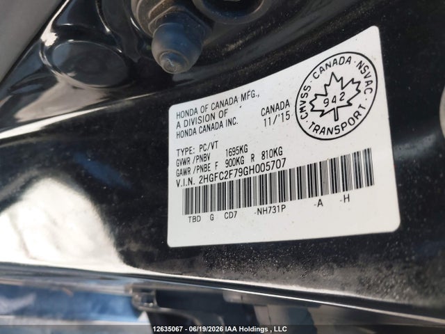 Honda Civic Ex 4dr 2016 2HGFC2F79GH005707 Image 9