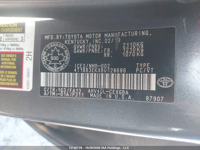 Aukcja sprzedaży 2011 Toyota Camry Hybrid, vin: 4T1BB3EKXBU128686, numer aukcji: 12740729