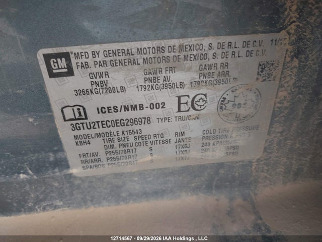 GMC SIERRA 1500 2014 3GTU2TEC0EG296978 Image 18