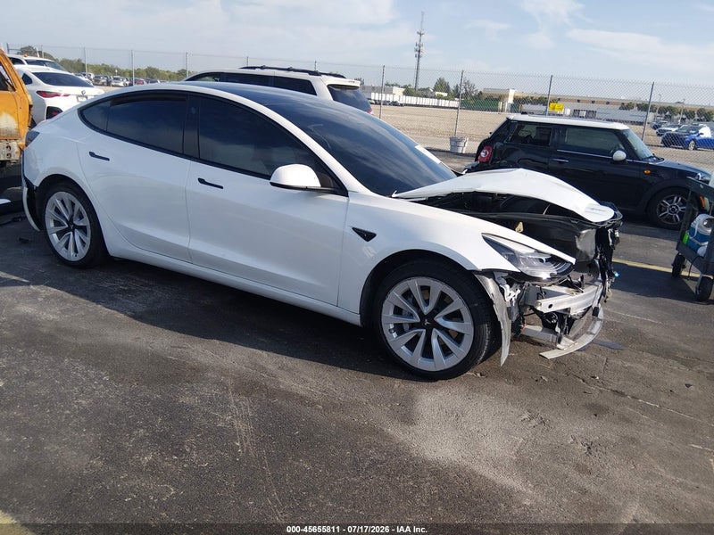 2022 Tesla Model 3 Rear-wheel Drive White vin: 5YJ3E1EA9NF324417