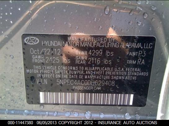 2013 HYUNDAI SONATA SE/LIMITED 5NPEC4AC0DH629408