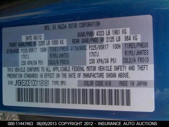 2013 MAZDA CX-5 TOURING JM3KE2CE1D0118181