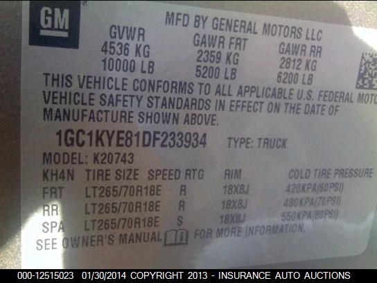 2013 CHEVROLET SILVERADO K2500HD LTZ 1GC1KYE81DF233934