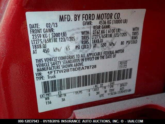 2013 FORD SUPER DUTY F-250 SRW XL/XLT/LARIAT - 1FT7W2BT8DEA78728