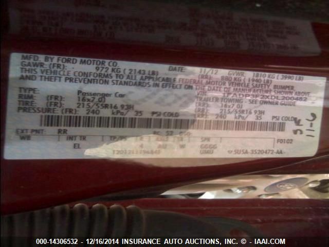 2013 FORD FOCUS SE 1FADP3F2XDL200482