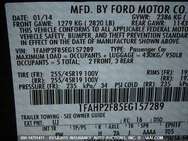2014 FORD TAURUS LIMITED 1FAHP2F85EG157289