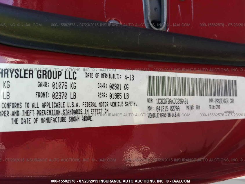 2013 DODGE DART SXT 1C3CDFBAXDD296481