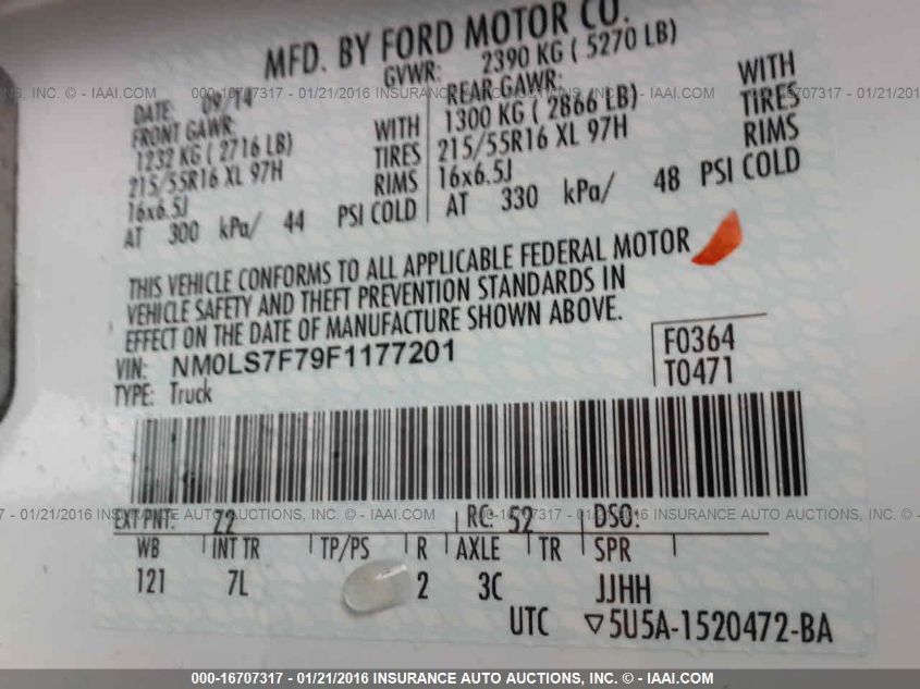 2015 FORD TRANSIT CONNECT XLT NM0LS7F79F1177201