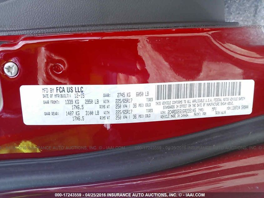 2016 DODGE GRAND CARAVAN R/T 2C4RDGEG1GR235145