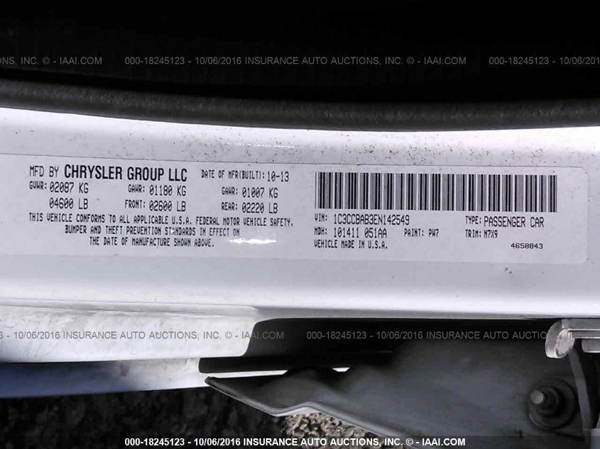 2014 CHRYSLER 200 LX 1C3CCBAB3EN142549